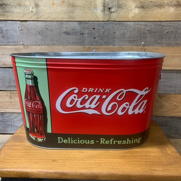 Coca Cola Oval Galvanized Tin / Bucket - Picture 1 of 7